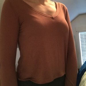 Mauve v-neck long sleeve